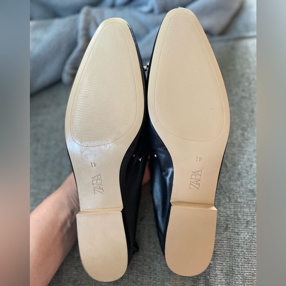 ZARA NWOT Black Studded Loafers - Picture 3 of 3